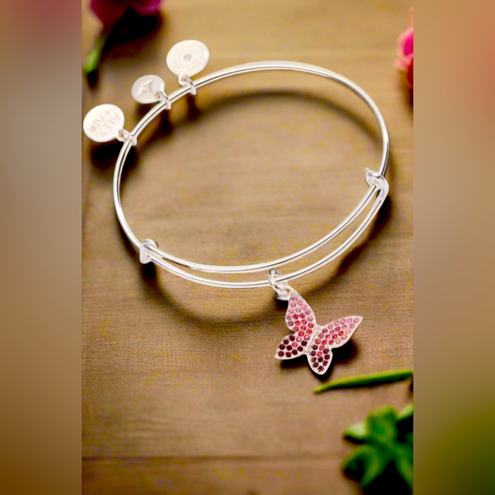 Alex and Ani - January Pave Butterfly Charm Bangle Bracelet